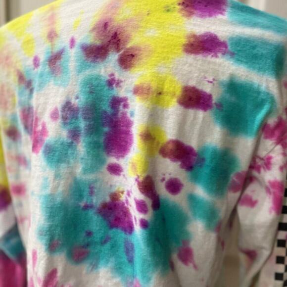 PEPSI TIE DYE CROPPED T-SHIRT LONG SLEEVE SZ MEDIUM 100% COTTON RETRO AESTHETIC - Picture 10 of 16